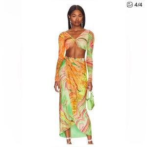 400.00 NWT AGUA BENDITA SET X REVOLE PIERCEY TOP AND MIMI SKIRT